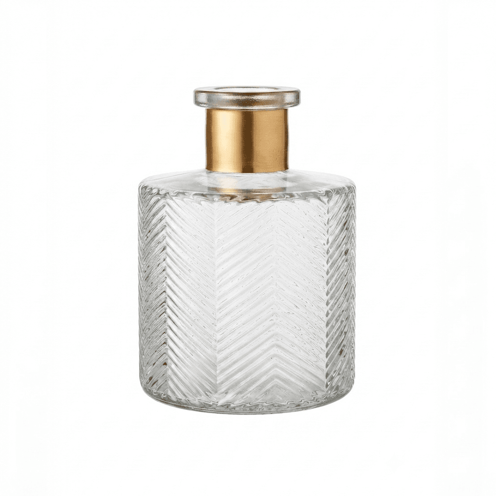 800 Florero/Difusor Cristal Líneas anillo Oro